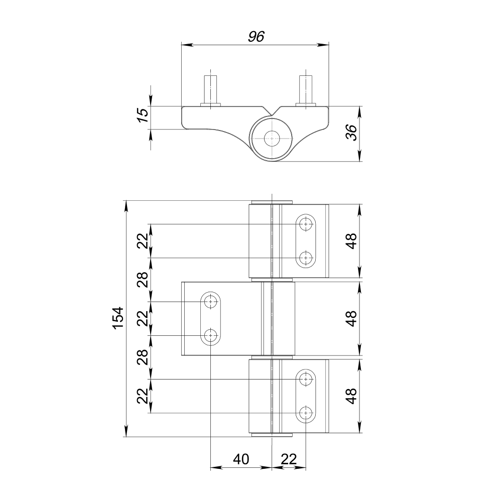 Петля дверная IN-U3B1-150A (RAL 9016) (АНКЕРНАЯ) белый