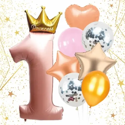 Набор шаров 8 шт «1 - Prince», розовый (цирфа + 7 шаров)