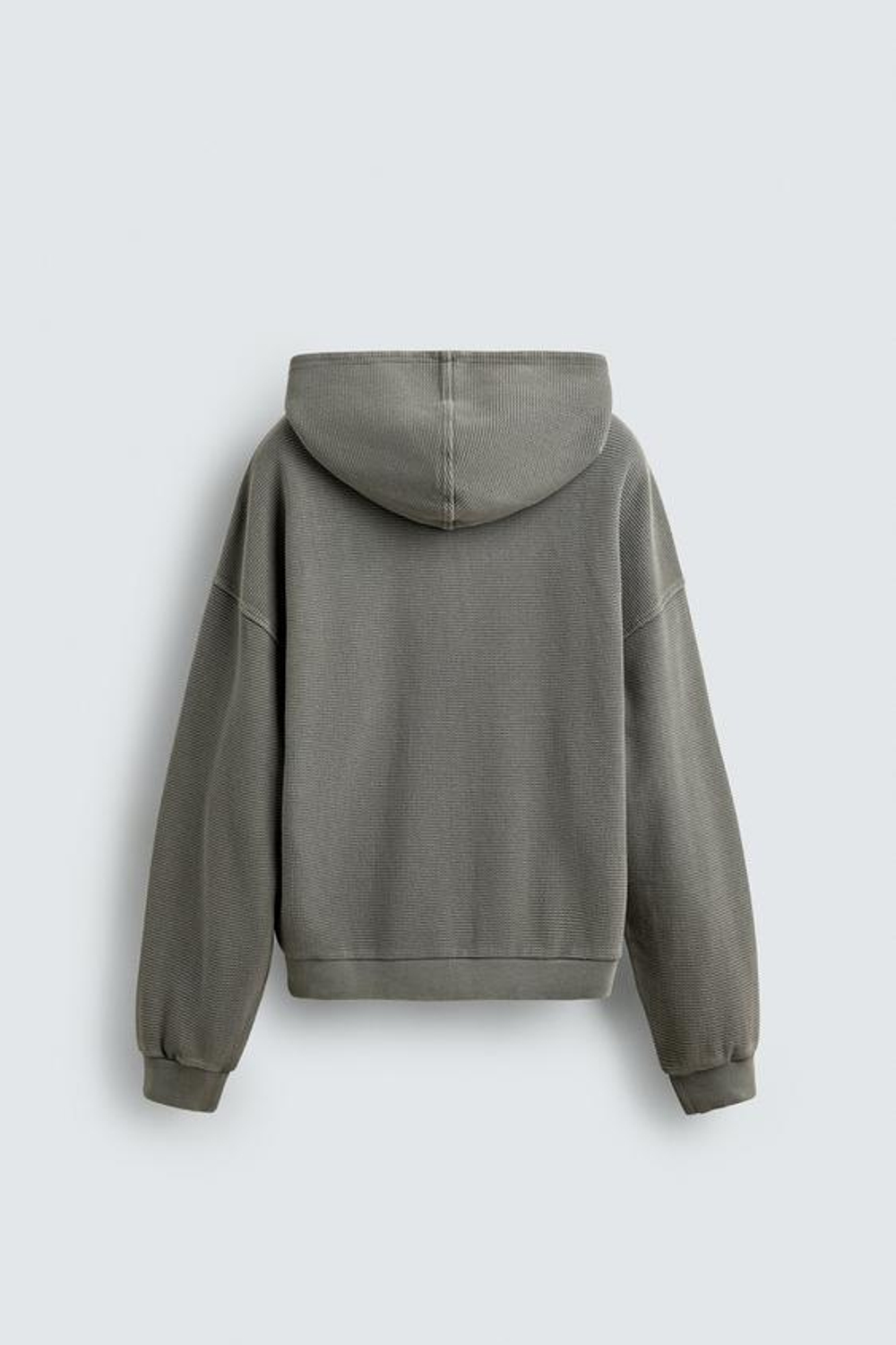 ZARA ХУДИ ИЗ ВАФЕЛЬНОЙ ТКАНИ С ЭФФЕКТОМ ПОТЕРТОСТИ, СВЕТЛО-СЕРЫЙ