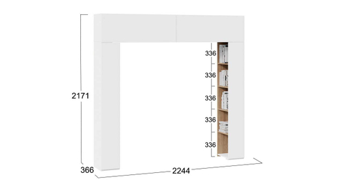 Шкаф навесной (366) со стеллажами «Порто»