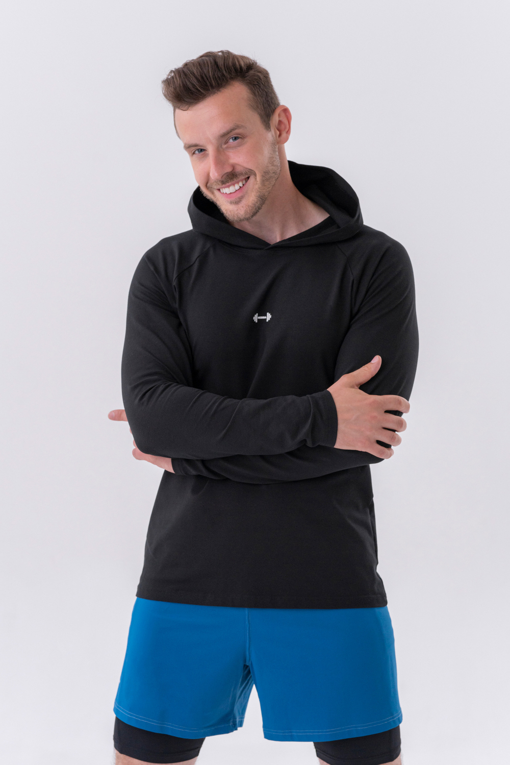 Мужской лонгслив Nebbia Long-Sleeve T-shirt with a hoodie 330 Black