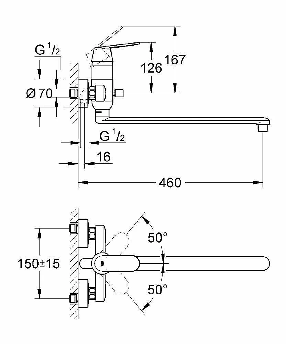 Смеситель для ванны Grohe Eurosmart Cosmopolitan 32847000 хром