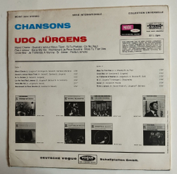 Винтажная виниловая пластинка LP Udo Jurgens Chansons (Germany 1967)
