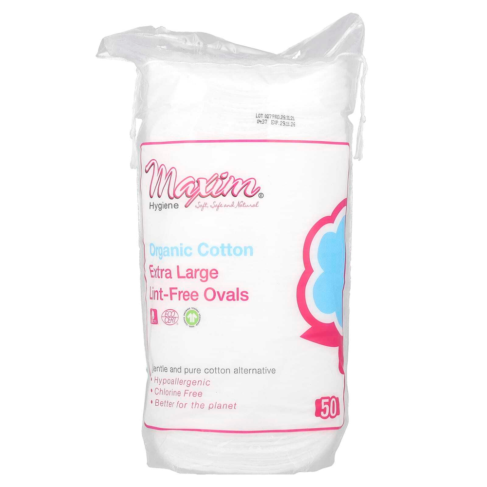 Maxim Hygiene Products, Овалы из органического хлопка, очень большие, 50 овалов