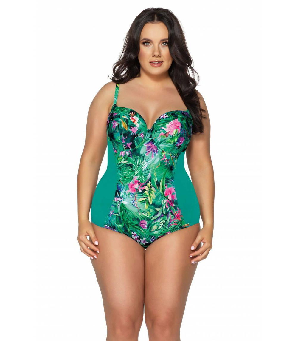 Совместный купальник с растительным принтом по центру Paradise (Размер: 75H) (Цвет: бирюзовый)