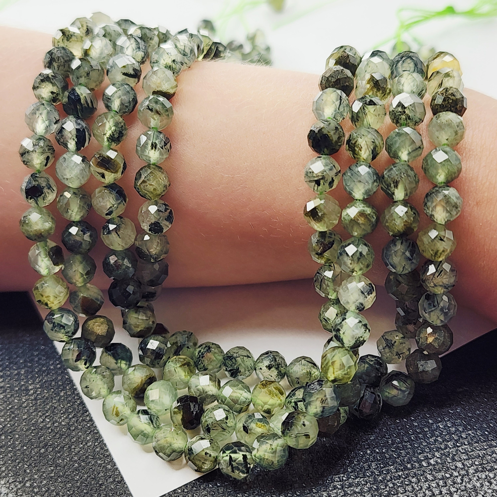 Пренит, настоящий мохито), шар огранка 6.6мм, цена за нить 19см