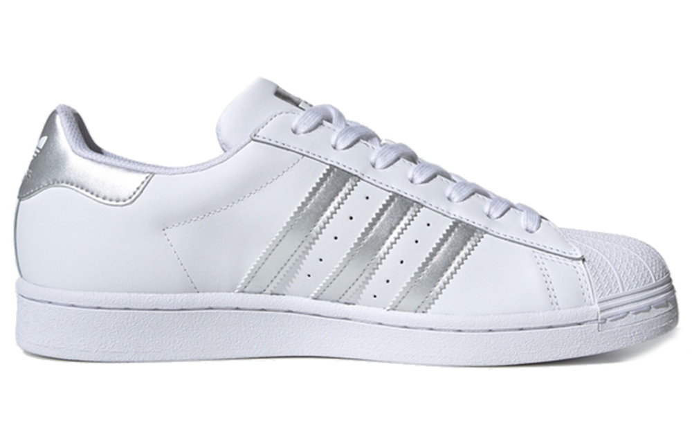 Adidas originals Superstar leather classic all-match non-slip shock absorption wear-resistant low-top sneakers for men and women with the same style of bright silver