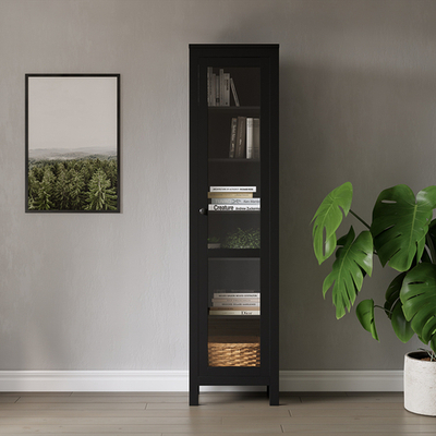 Шкаф-витрина Хемнэс/Кымор, ст/ст 49х198х37см, черный