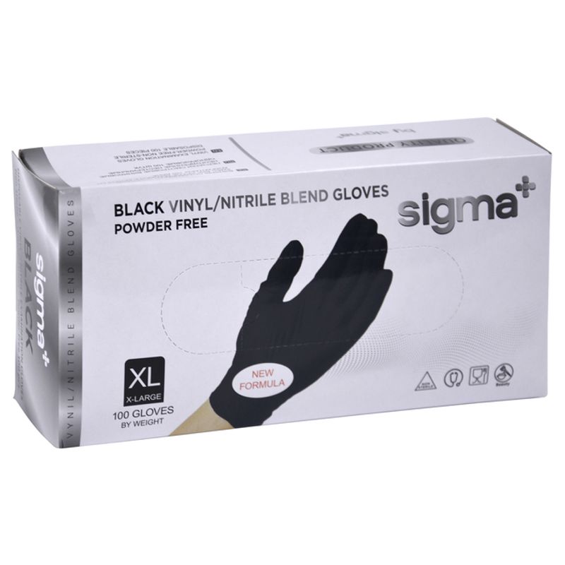 Перчатки одноразовые SIGMA XL нитровинил черные 100 шт/уп 10 уп/кор