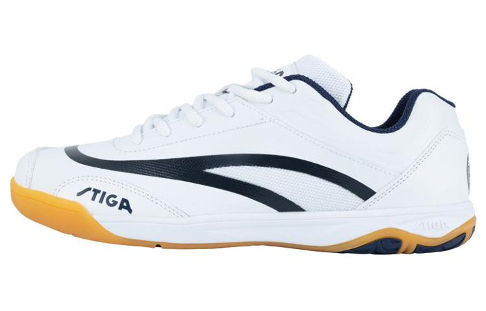 Stiga Abrasion Resistant Breathable Low top Table Tennis Shoes Unisex White Navy Blue