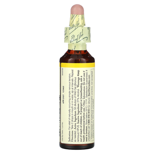 Bach, Original Flower Remedies, дикий овес, 20 мл (0,7 жидк. унц.)