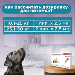 Капли на холку от блох, клещей и гельминтов собак более 10 кг Гельминтал С SPOT-ON (Neoterica), 2 пипетки Моксидектин/Празиквантел