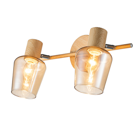 Настенный светильник 2x40Вт E14, металл/стекло, дерево
