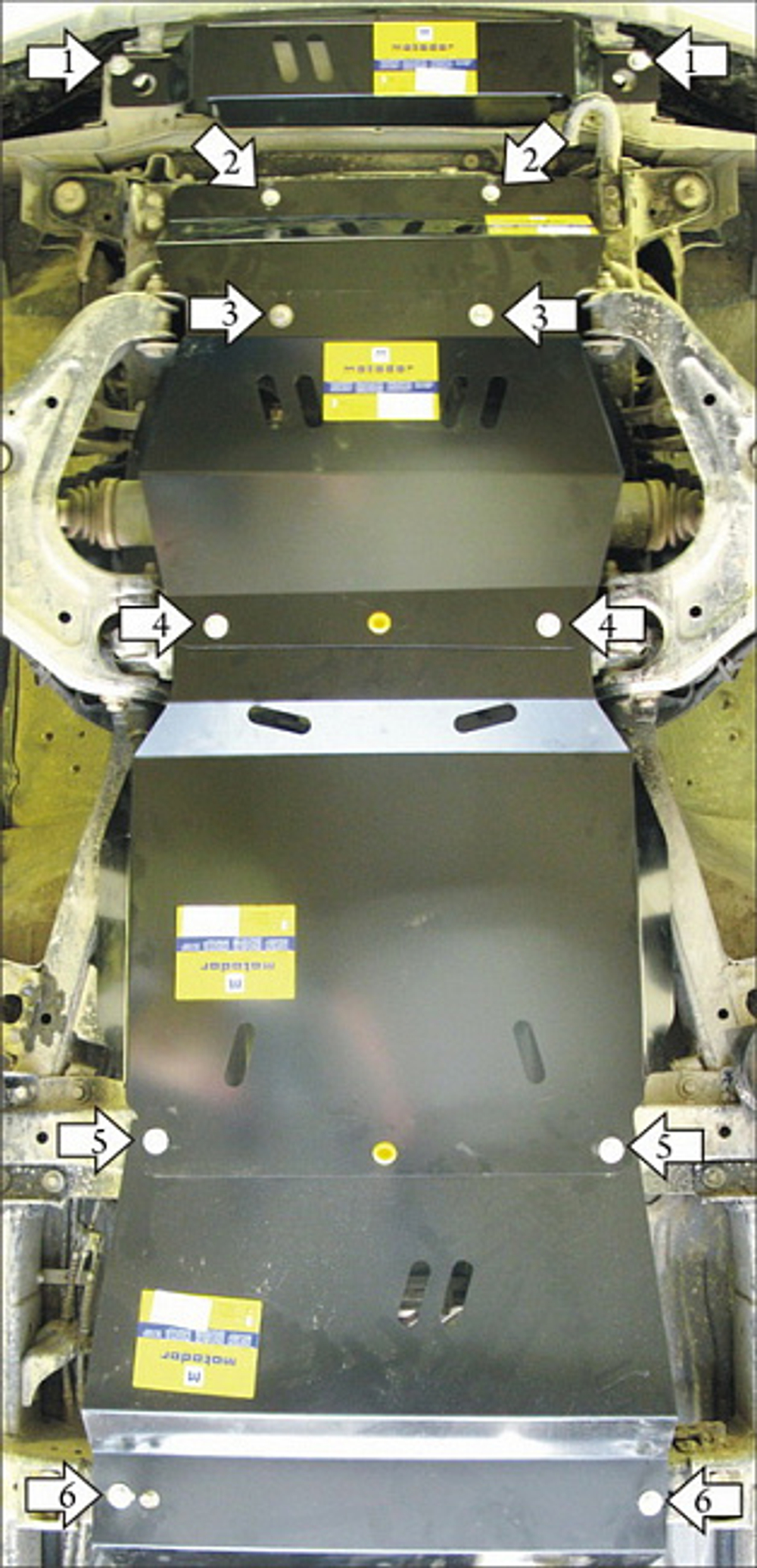Защита стальная 3 мм Д, ПДф, КПП, Р, РК Ford Ranger 2006-2011 MOTODOR.10703