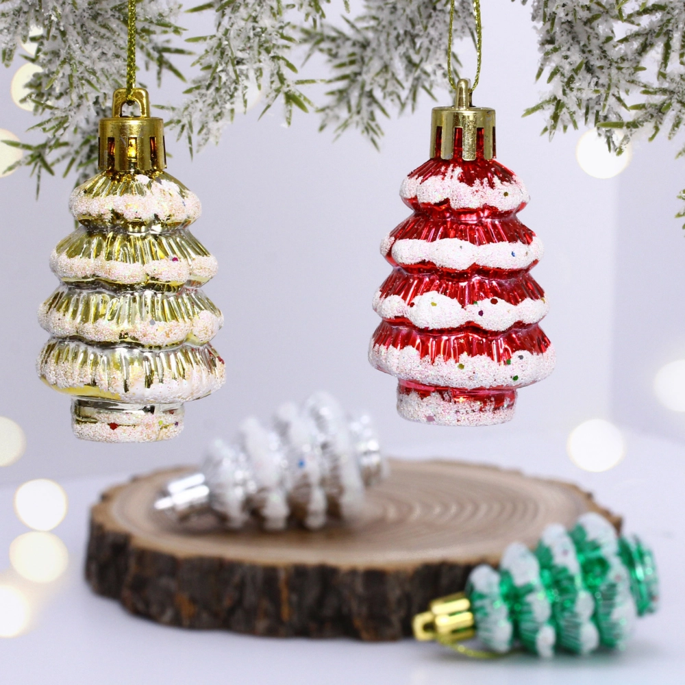 Ёлочные игрушки «Ёлочки микс цветов» 6*3,5см (набор 4шт)