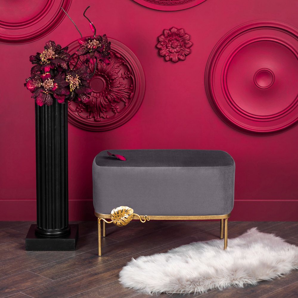 Банкетка Monstera Deliciosa (Монстера) Серая Амбер