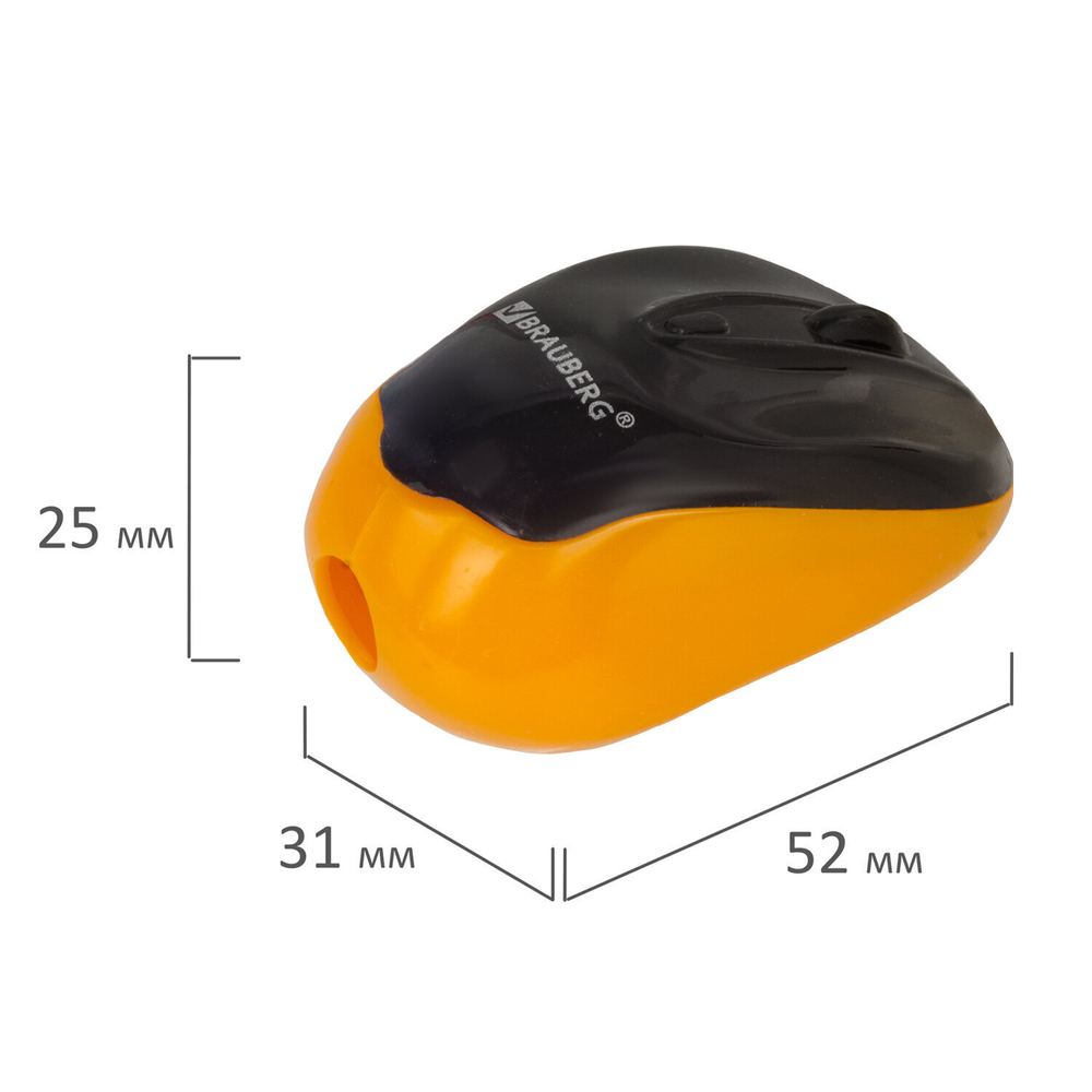 Точилка BRAUBERG "Click" с контейнером пластиковая корпус ассорти (24 штуки в упаковке)