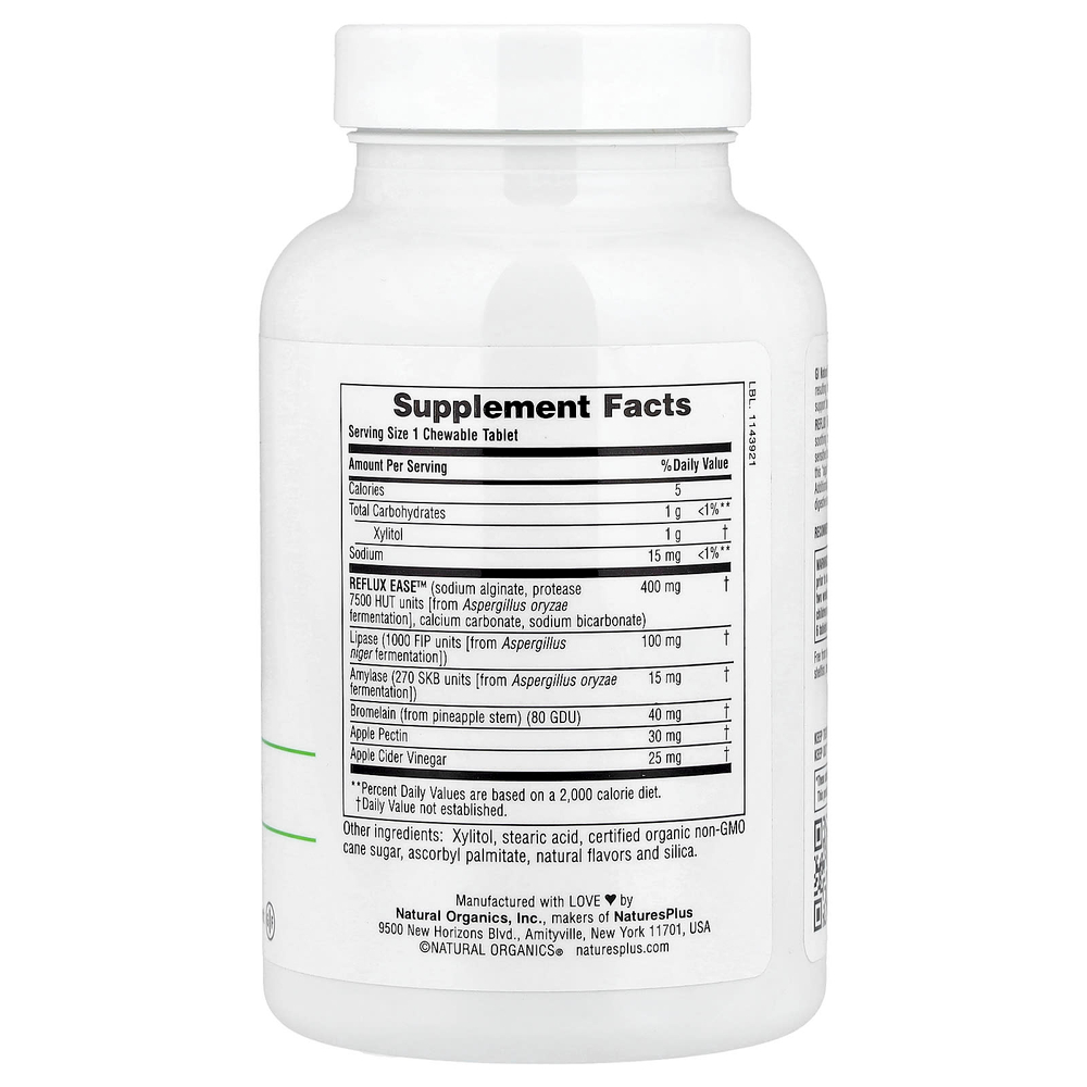 NaturesPlus, Gi Natural, Reflux Ease, ваниль, 60 жевательных таблеток