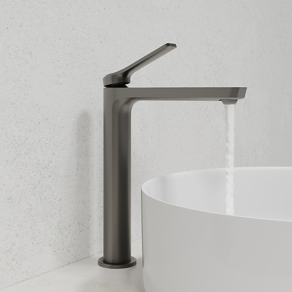 Смеситель для раковины 25к IDDIS PARGM01i01 "Parker" высокий, литой, п/гайку, ГРАФИТ матовый