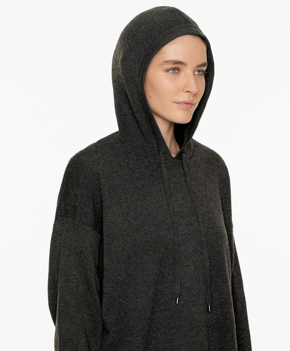 Oysho Трикотажная толстовка с капюшоном, антрацитовый