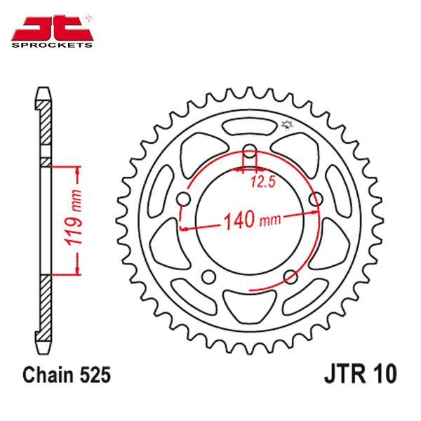 JT JTR10.44 звезда задняя (ведомая), 44 зуба