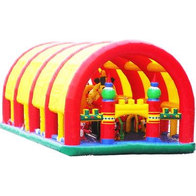 Коммерческий надувной батут "Веселый дом и звери в нём" с крышей 11*6*6 м