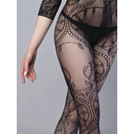 Боди-комбинезон черный с узором и длинным рукавом (Impulse) (S-L)