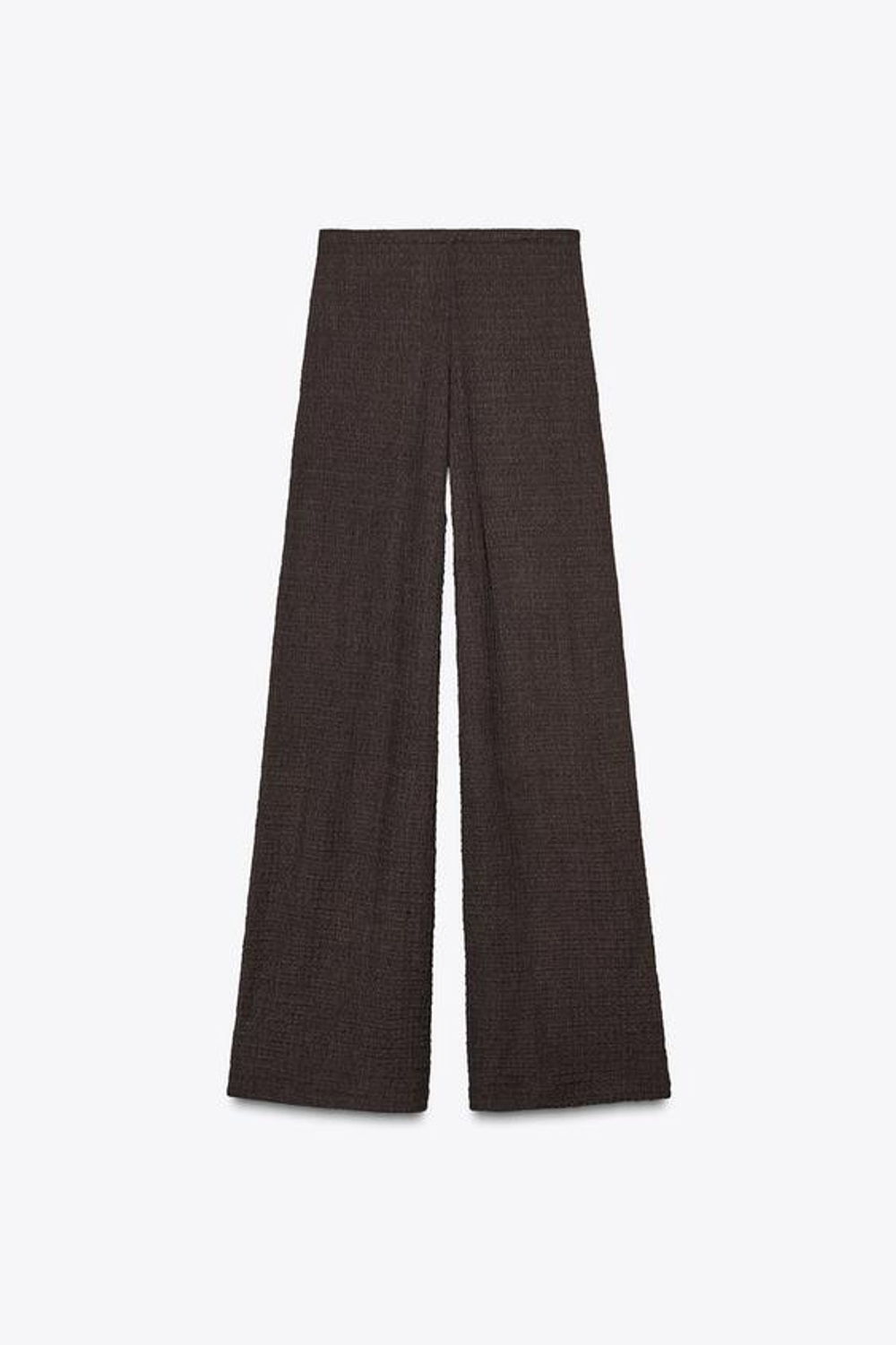 ZARA БРЮКИ ПРЯМОГО КРОЯ ИЗ РЕЛЬЕФНОЙ ТКАНИ, ШОКОЛАДНЫЙ