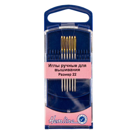 Иглы для вышивания с закруглённым кончиком в пластиковом контейнере №22, 6 шт (10216100/230613/00623