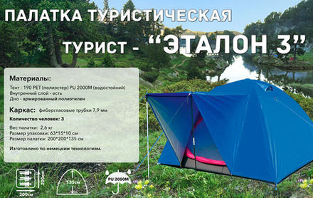 Палатка туристическая 4х-местная HY 1161 (200*200-135 см)