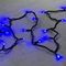 Светодиодная гирлянда с колпачком 75 синих LED ламп 10 м., 24В., черный каучуковый провод, IP65, LTC (LL75-1-1B)