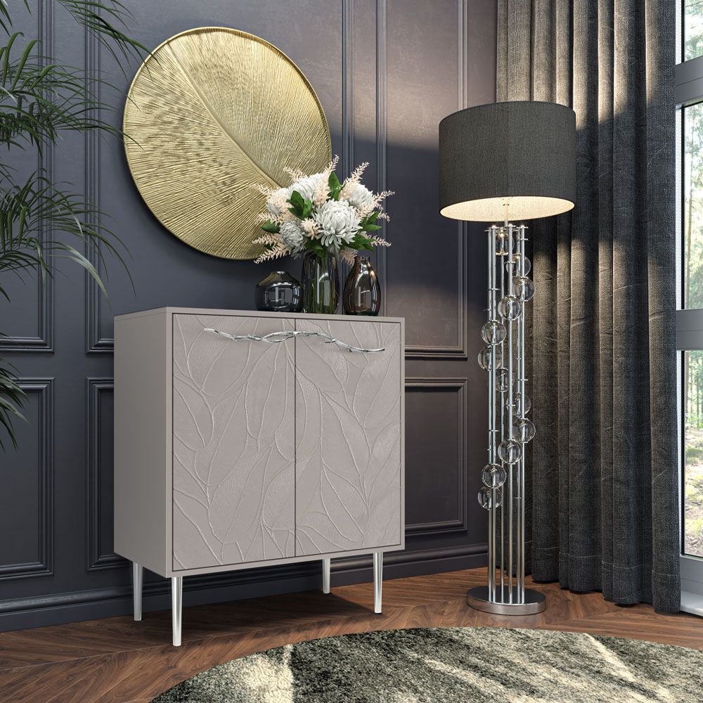 Комод Арт Колор leaves Стайл Сильвер с 2 полками Серый агат