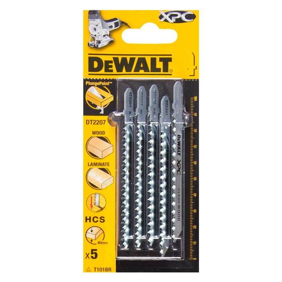 Набор пилок для лобзика по дереву DeWalt DT2207 T101BR 100мм 5шт