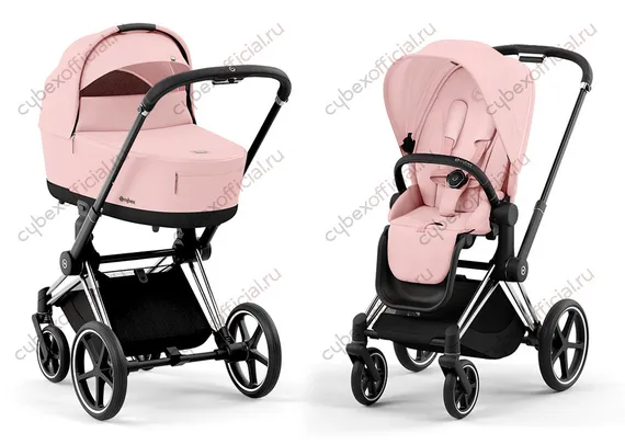 Детская коляска Cybex Priam IV 2 в 1 Peach Pink шасси Chrome Black