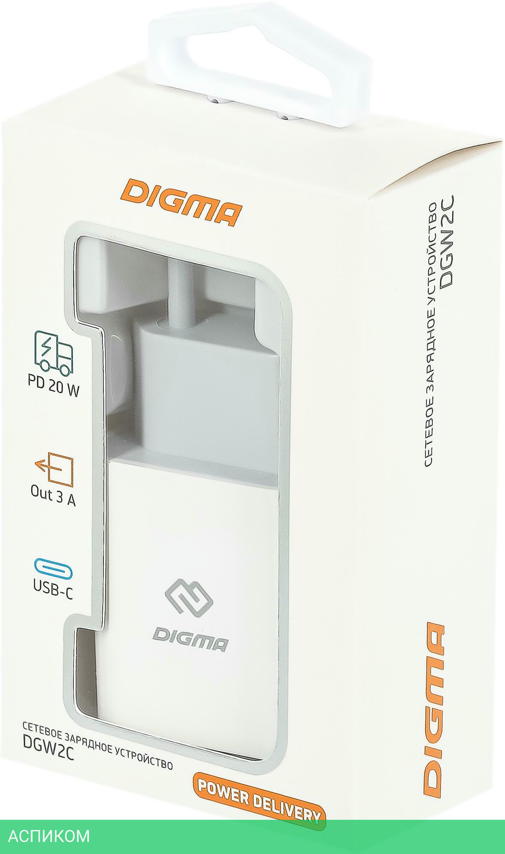 Сетевое зарядное устройство Digma DGW2C 20W USB-C белый (DGW2C0F010WH)