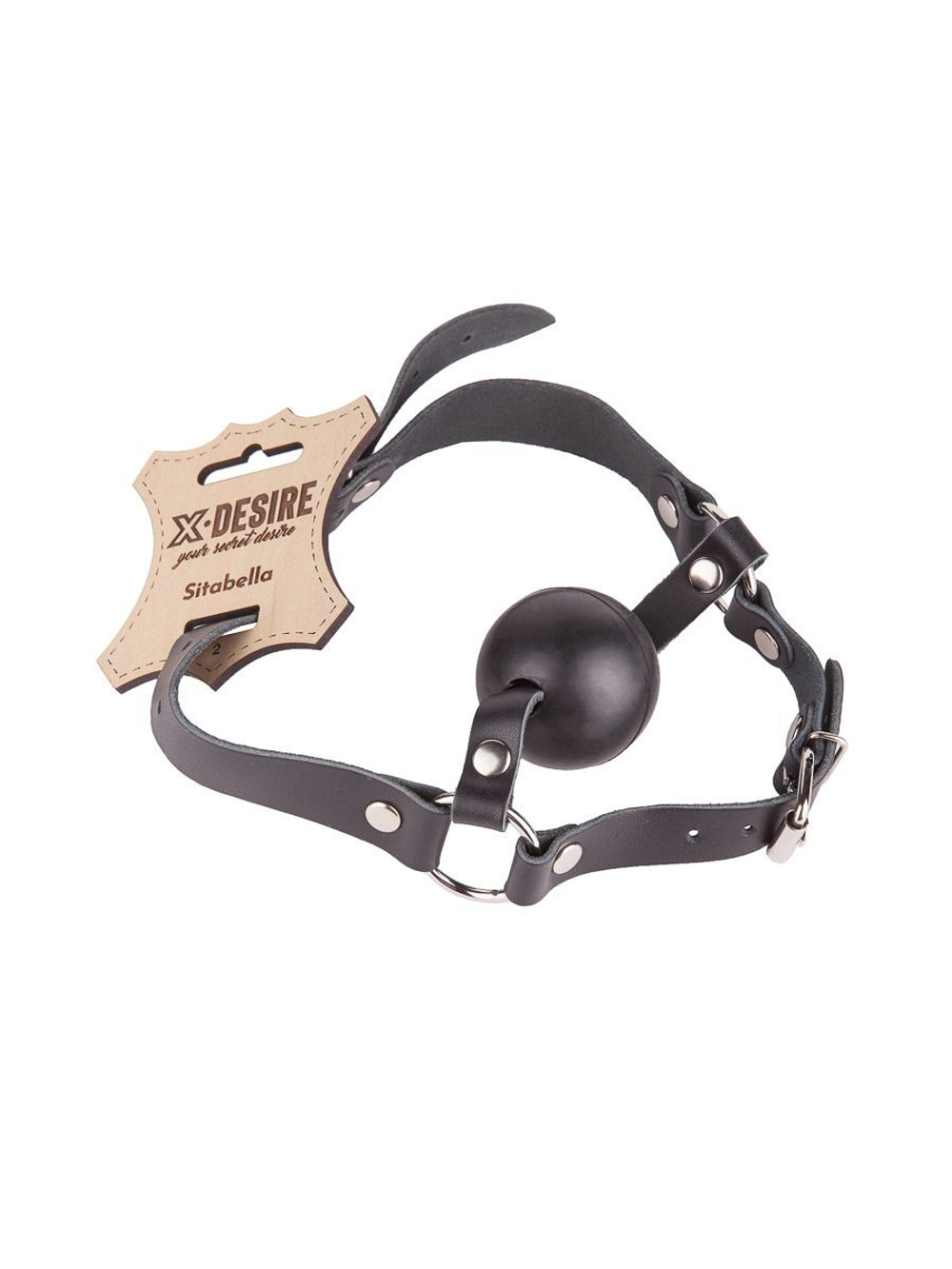 Чёрный кляп-шар на кожаных ремешках с пряжкой (Цвет: черный)