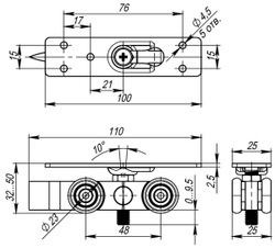 Комплект роликов Armadillo (Армадилло) для раздвижных дверей DIY Comfort 80/4 kit (877+882)