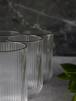 Набор бокалов для воды, 450мл. 6 шт. с золотой каймой