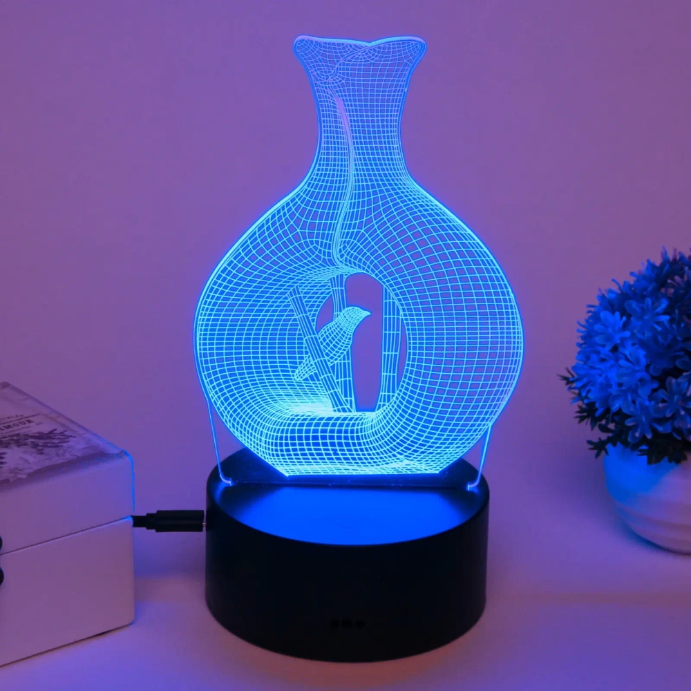 Светильник ночник «3D-Дуновение ветра» на пластиковой подставке, с включателем USB