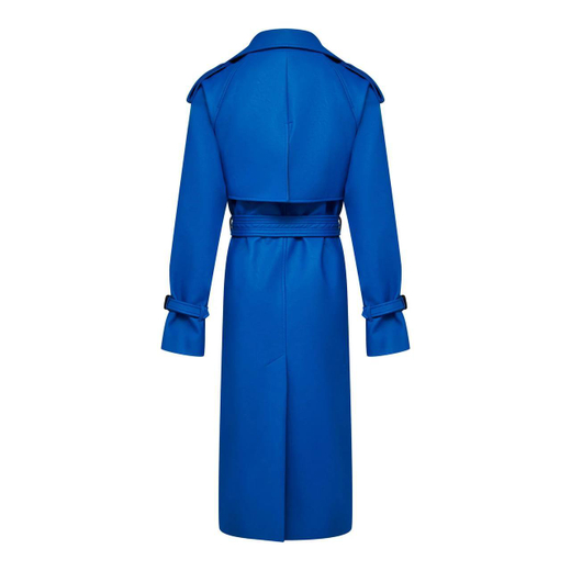 Тренч из эко-кожи синий