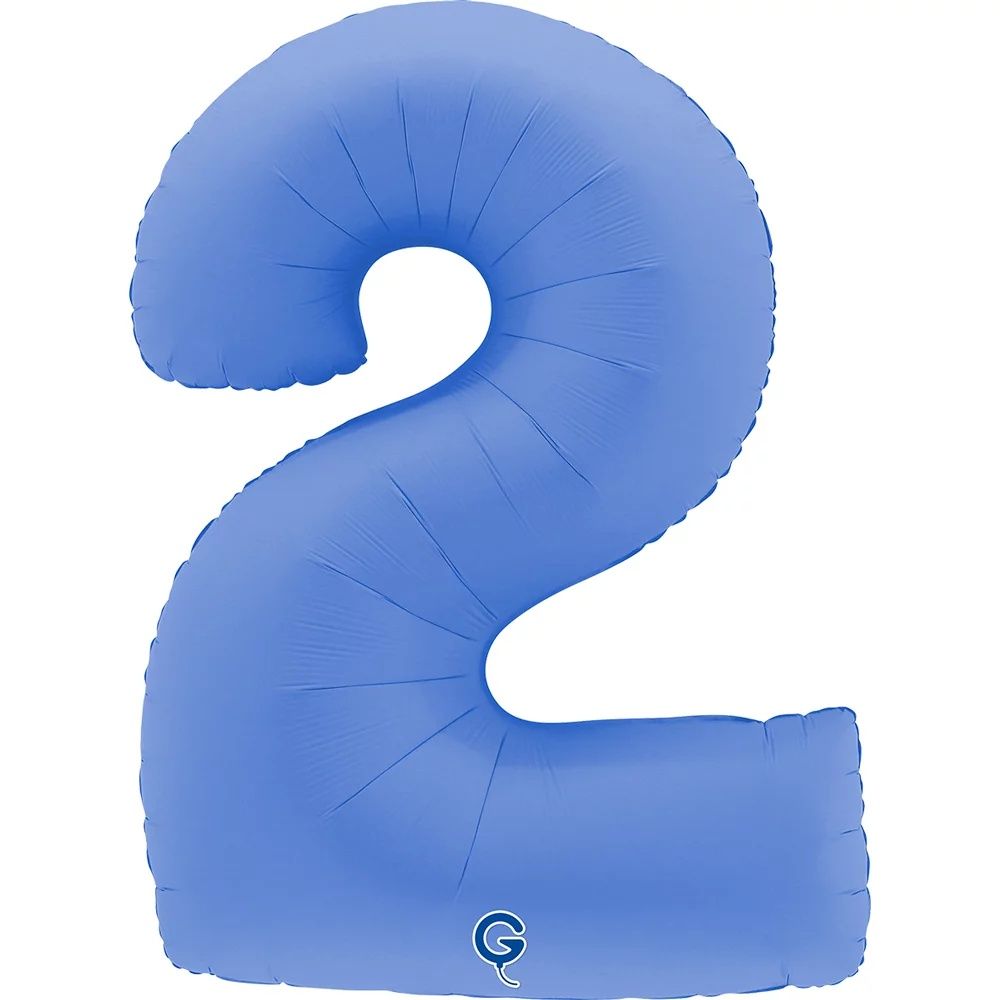 G Шар (40''/102 см) Цифра, 2, Голубой Лотос, Матовый (БГ-60)