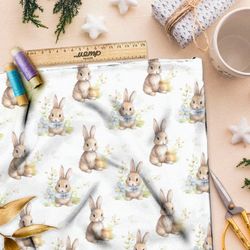 Ткань премиум атлас милые зайчики