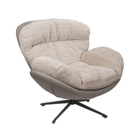 Кресло Tiron серый шенилл, серая экокожа,