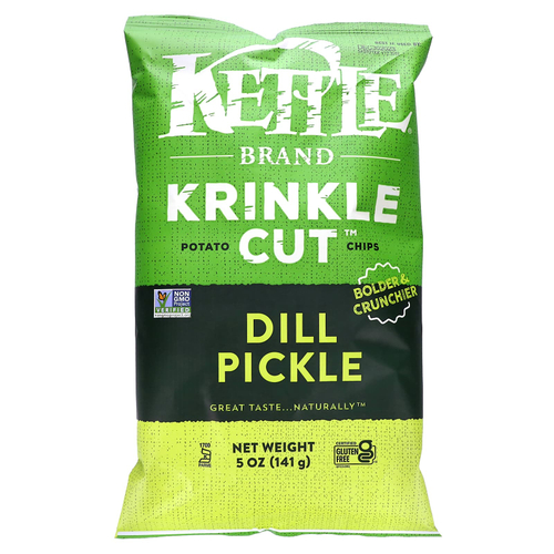 Kettle Foods, Krinkle Cut, картофельные чипсы, маринованные огурцы, 141 г (5 унций)