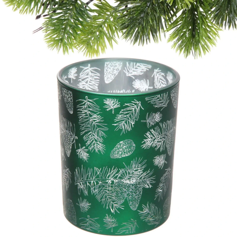 Подсвечник «Зимняя хвоя» 10*12,5 см, Изумруд