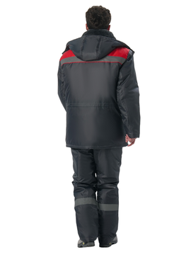 Костюм зимний "Труженик-Ультра-2" полукомбинезон (т.серый/красный)