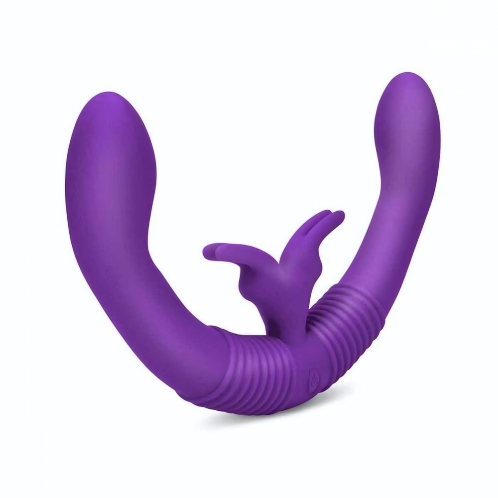 Фиолетовый двусторонний вибратор Together - 35,6 см. (Цвет: фиолетовый)