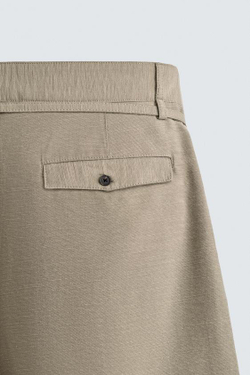 ZARA ШОРТЫ RELAXED FIT СО СКЛАДКАМИ И РЕМНЕМ, РЫЖЕВАТО-КОРИЧНЕВЫЙ