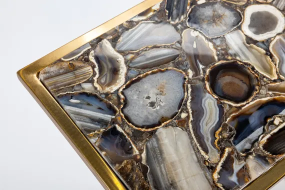 Кофейный столик Agate L, черный агат, золото