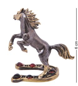 Народные промыслы AM-4188 Фигурка «Лошадь Мустанг на подкове» (латунь, янтарь)